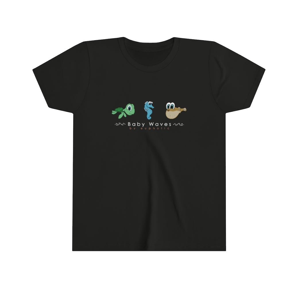 Baby Waves | Trio | Turtle | Seahorse | Puffer fish | Cute | Cartoon |  Tee Youth Short Sleeve Tee